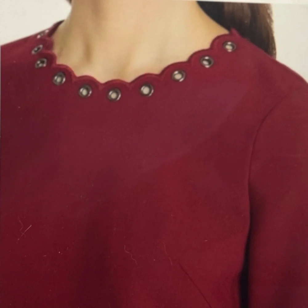Kate Spade burgundy scalloped grommet dress 8